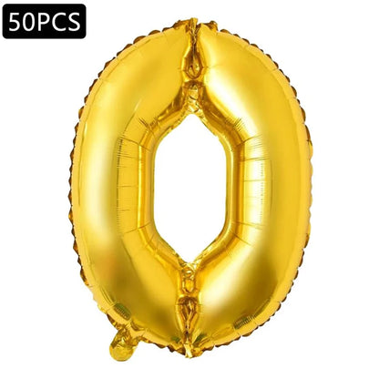 PJ-Q03 50Pcs 70cm Number 0-9 Aluminum Foil Balloon Birthday Party Festival Decor