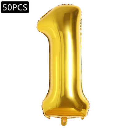 PJ-Q03 50Pcs 70cm Number 0-9 Aluminum Foil Balloon Birthday Party Festival Decor