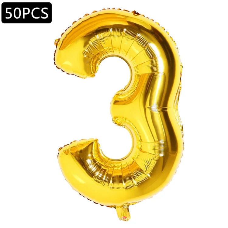 PJ-Q03 50Pcs 70cm Number 0-9 Aluminum Foil Balloon Birthday Party Festival Decor