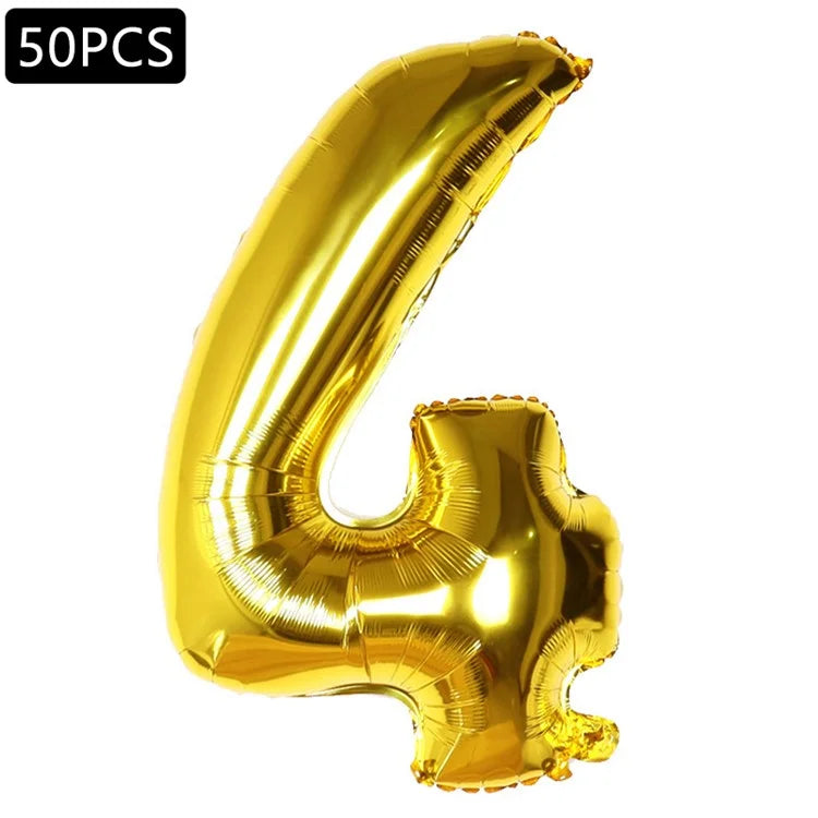 PJ-Q03 50Pcs 70cm Number 0-9 Aluminum Foil Balloon Birthday Party Festival Decor