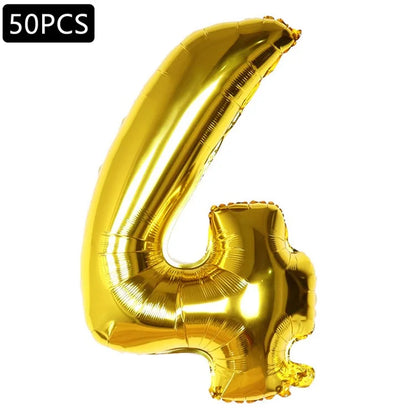 PJ-Q03 50Pcs 70cm Number 0-9 Aluminum Foil Balloon Birthday Party Festival Decor