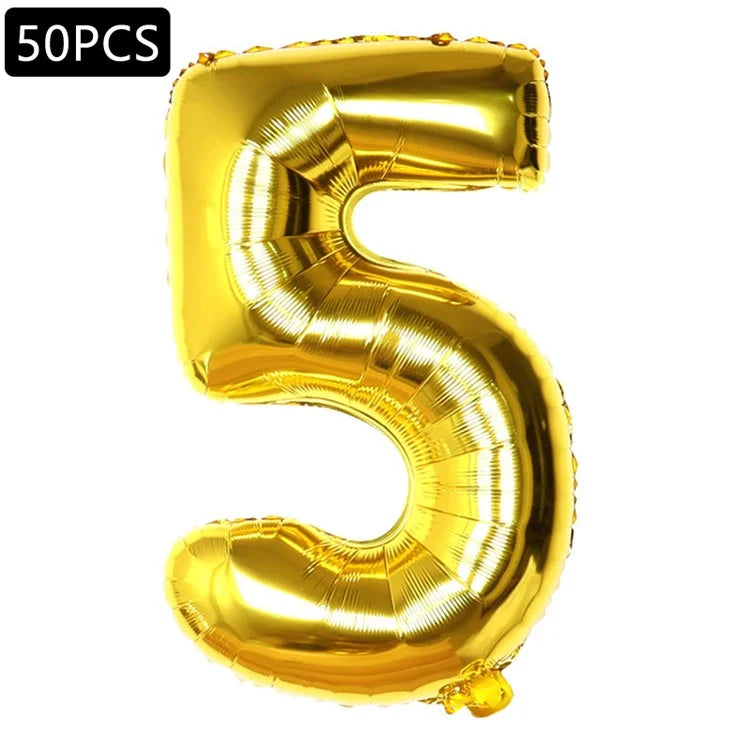 PJ-Q03 50Pcs 70cm Number 0-9 Aluminum Foil Balloon Birthday Party Festival Decor