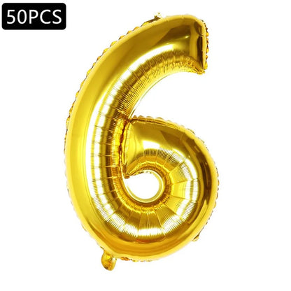 PJ-Q03 50Pcs 70cm Number 0-9 Aluminum Foil Balloon Birthday Party Festival Decor