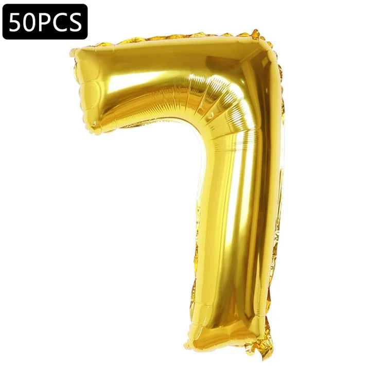 PJ-Q03 50Pcs 70cm Number 0-9 Aluminum Foil Balloon Birthday Party Festival Decor