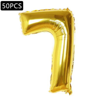 PJ-Q03 50Pcs 70cm Number 0-9 Aluminum Foil Balloon Birthday Party Festival Decor