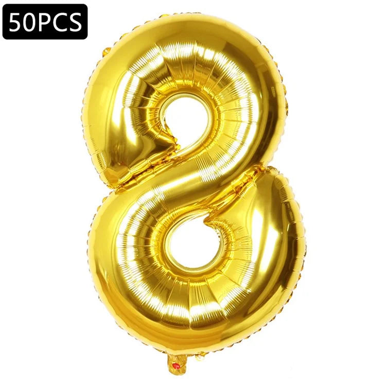 PJ-Q03 50Pcs 70cm Number 0-9 Aluminum Foil Balloon Birthday Party Festival Decor
