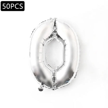 PJ-Q03 50Pcs 70cm Number 0-9 Aluminum Foil Balloon Birthday Party Festival Decor