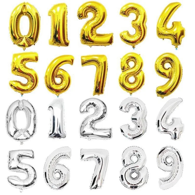 PJ-Q03 50Pcs 70cm Number 0-9 Aluminum Foil Balloon Birthday Party Festival Decor