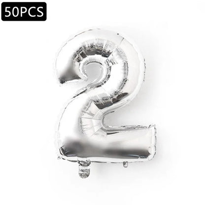 PJ-Q03 50Pcs 70cm Number 0-9 Aluminum Foil Balloon Birthday Party Festival Decor