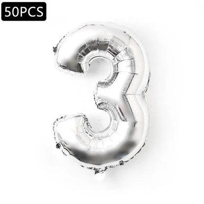 PJ-Q03 50Pcs 70cm Number 0-9 Aluminum Foil Balloon Birthday Party Festival Decor