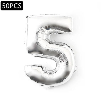 PJ-Q03 50Pcs 70cm Number 0-9 Aluminum Foil Balloon Birthday Party Festival Decor