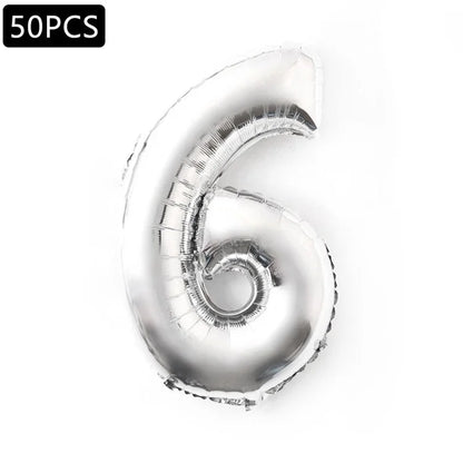 PJ-Q03 50Pcs 70cm Number 0-9 Aluminum Foil Balloon Birthday Party Festival Decor