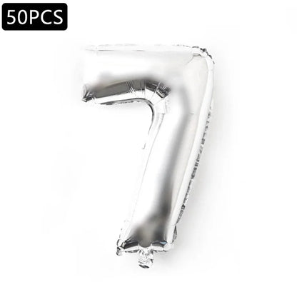 PJ-Q03 50Pcs 70cm Number 0-9 Aluminum Foil Balloon Birthday Party Festival Decor