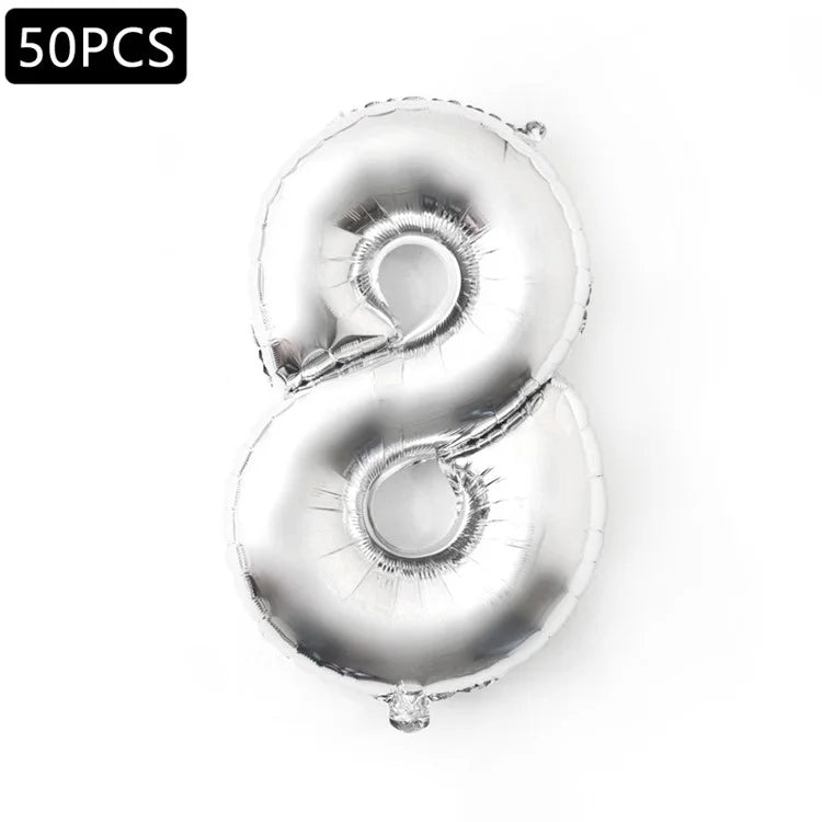 PJ-Q03 50Pcs 70cm Number 0-9 Aluminum Foil Balloon Birthday Party Festival Decor