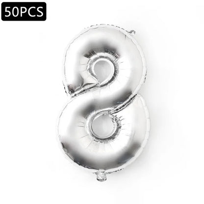 PJ-Q03 50Pcs 70cm Number 0-9 Aluminum Foil Balloon Birthday Party Festival Decor