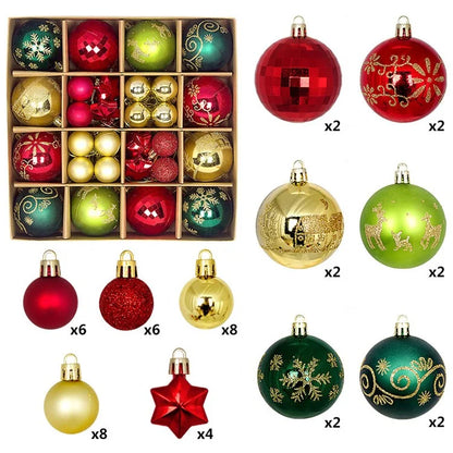 44Pcs / Box 3-6cm Electroplating Plastic Ball Christmas Tree Hanging Ornament Xmas Party Decoration