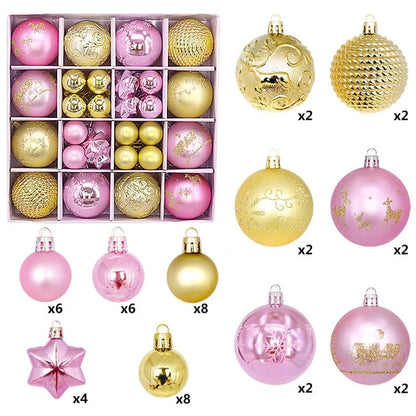 44Pcs / Box 3-6cm Electroplating Plastic Ball Christmas Tree Hanging Ornament Xmas Party Decoration