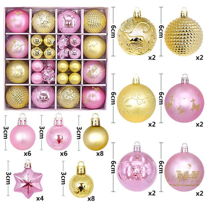 44Pcs / Box 3-6cm Electroplating Plastic Ball Christmas Tree Hanging Ornament Xmas Party Decoration