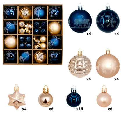 44Pcs / Box 3-6cm Electroplating Plastic Ball Christmas Tree Hanging Ornament Xmas Party Decoration