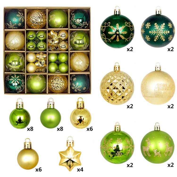 44Pcs / Box 3-6cm Electroplating Plastic Ball Christmas Tree Hanging Ornament Xmas Party Decoration
