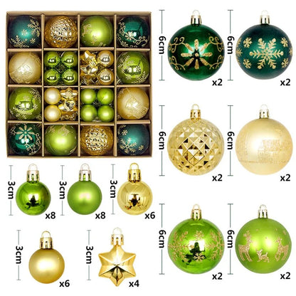44Pcs / Box 3-6cm Electroplating Plastic Ball Christmas Tree Hanging Ornament Xmas Party Decoration