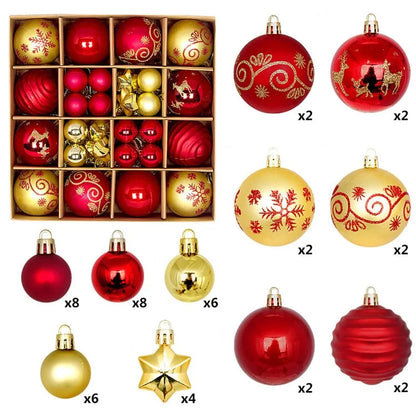 44Pcs / Box 3-6cm Electroplating Plastic Ball Christmas Tree Hanging Ornament Xmas Party Decoration
