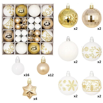 44Pcs / Box 3-6cm Electroplating Plastic Ball Christmas Tree Hanging Ornament Xmas Party Decoration