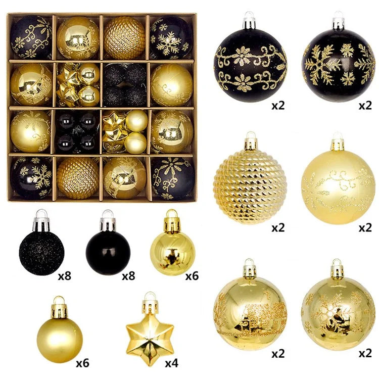 44Pcs / Box 3-6cm Electroplating Plastic Ball Christmas Tree Hanging Ornament Xmas Party Decoration
