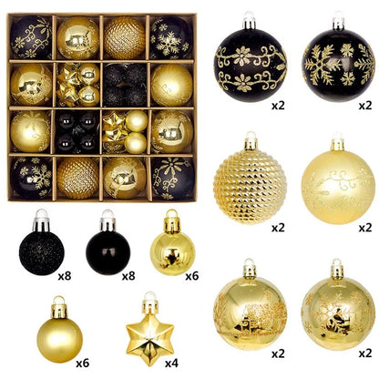 44Pcs / Box 3-6cm Electroplating Plastic Ball Christmas Tree Hanging Ornament Xmas Party Decoration