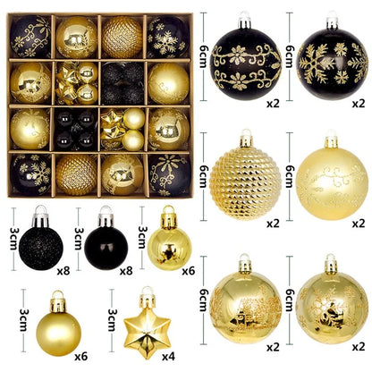 44Pcs / Box 3-6cm Electroplating Plastic Ball Christmas Tree Hanging Ornament Xmas Party Decoration