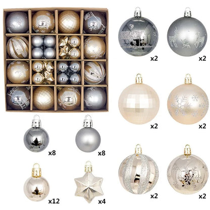 44Pcs / Box 3-6cm Electroplating Plastic Ball Christmas Tree Hanging Ornament Xmas Party Decoration