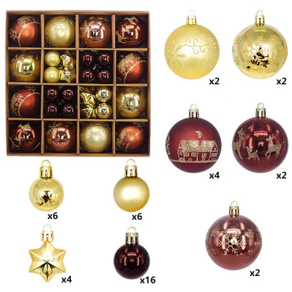 44Pcs / Box 3-6cm Electroplating Plastic Ball Christmas Tree Hanging Ornament Xmas Party Decoration
