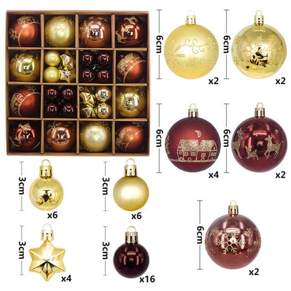 44Pcs / Box 3-6cm Electroplating Plastic Ball Christmas Tree Hanging Ornament Xmas Party Decoration