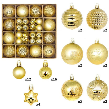 44Pcs / Box 3-6cm Electroplating Plastic Ball Christmas Tree Hanging Ornament Xmas Party Decoration
