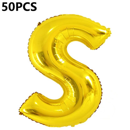 PJ-Q04 50Pcs 70cm Uppercase Letter Aluminum Foil Balloon Birthday Party Festival Decor