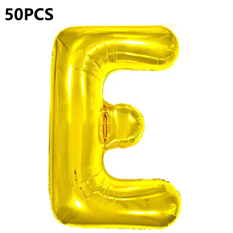 PJ-Q04 50Pcs 16 Inch Alphabet Letter A-Z Birthday Party Aluminum Foil Balloon Festival Decor, Gold