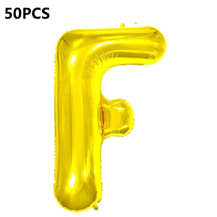 PJ-Q04 50Pcs 16 Inch Alphabet Letter A-Z Birthday Party Aluminum Foil Balloon Festival Decor, Gold