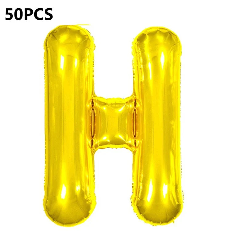 PJ-Q04 50Pcs 16 Inch Alphabet Letter A-Z Birthday Party Aluminum Foil Balloon Festival Decor, Gold