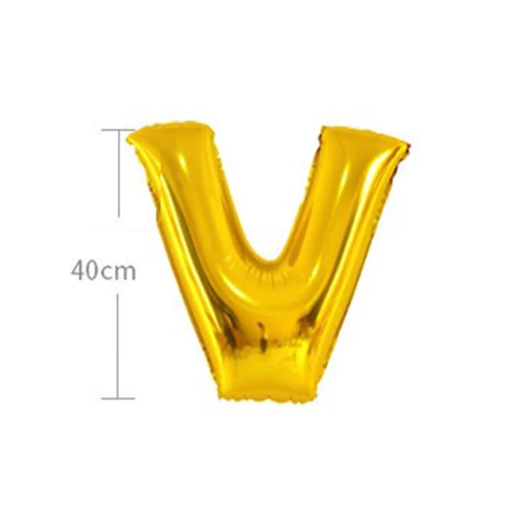 PJ-Q04 50Pcs 16 Inch Alphabet Letter A-Z Birthday Party Aluminum Foil Balloon Festival Decor, Gold