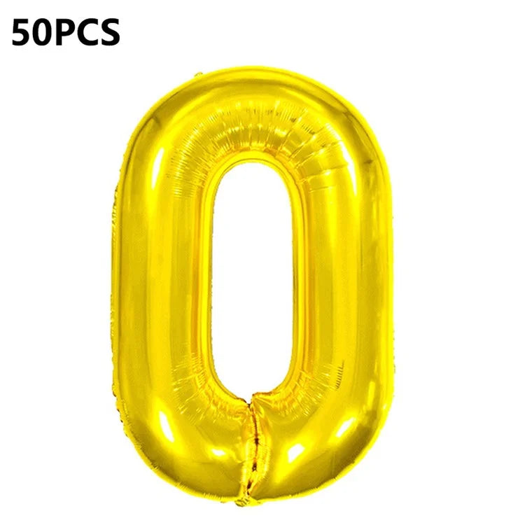 PJ-Q04 50Pcs 16 Inch Alphabet Letter A-Z Birthday Party Aluminum Foil Balloon Festival Decor, Gold
