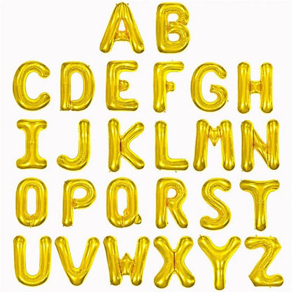 PJ-Q04 50Pcs 16 Inch Alphabet Letter A-Z Birthday Party Aluminum Foil Balloon Festival Decor, Gold