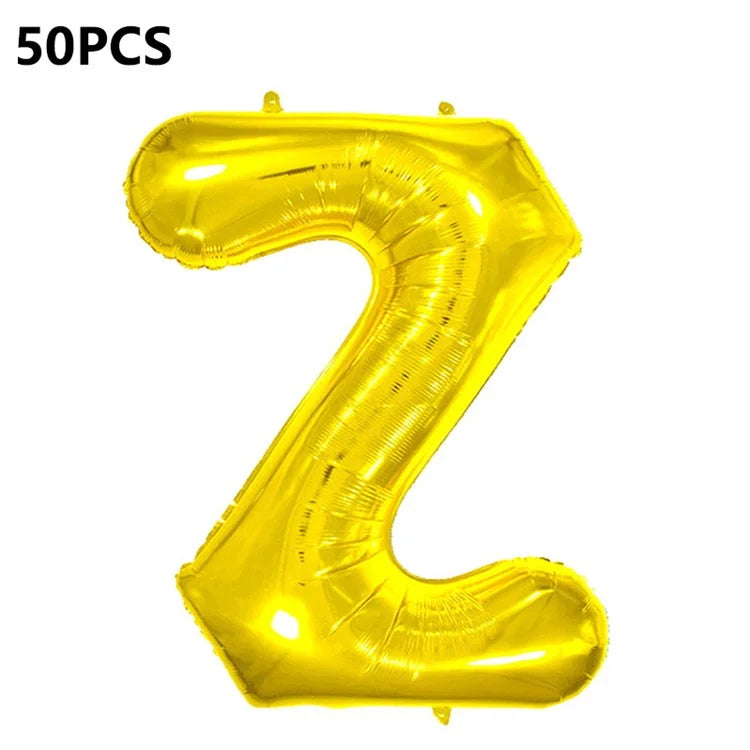 PJ-Q04 50Pcs 16 Inch Alphabet Letter A-Z Birthday Party Aluminum Foil Balloon Festival Decor, Gold