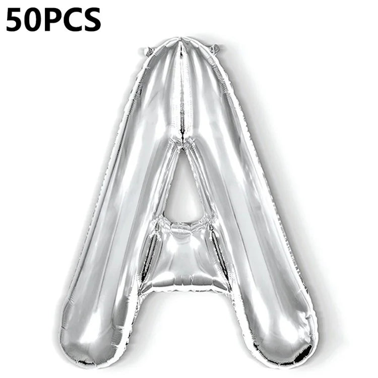 PJ-Q04 50Pcs 16-inch Uppercase Letter Aluminum Foil Balloon Inflatable Birthday Party Decorative Balloons