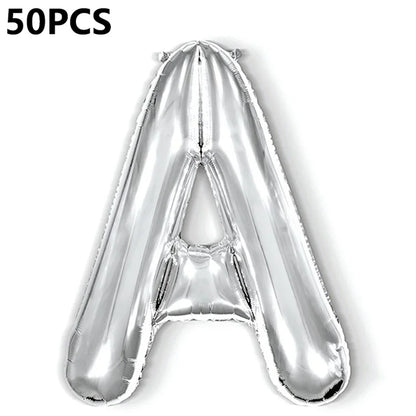 PJ-Q04 50Pcs 16-inch Uppercase Letter Aluminum Foil Balloon Inflatable Birthday Party Decorative Balloons