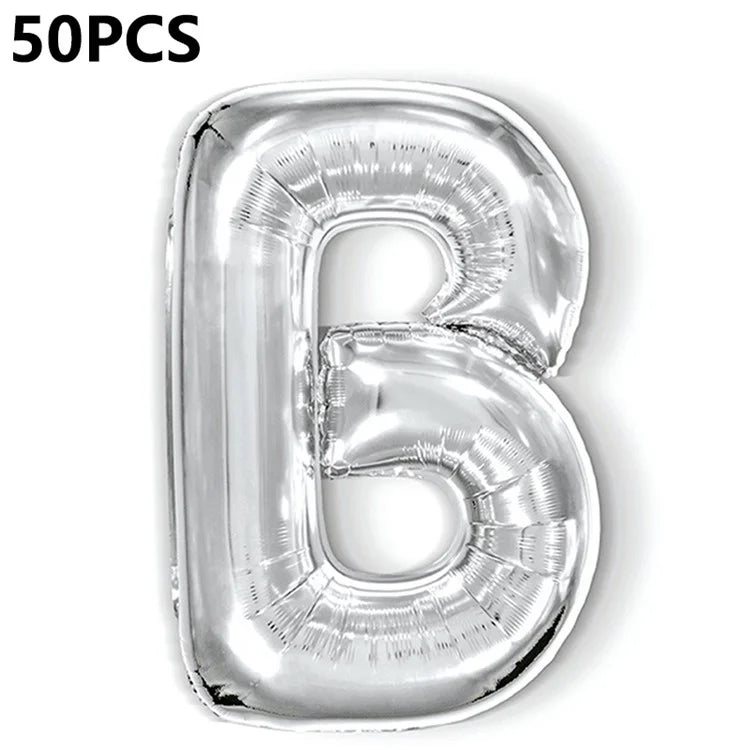 PJ-Q04 50Pcs 16-inch Uppercase Letter Aluminum Foil Balloon Inflatable Birthday Party Decorative Balloons