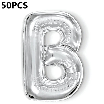 PJ-Q04 50Pcs 16-inch Uppercase Letter Aluminum Foil Balloon Inflatable Birthday Party Decorative Balloons