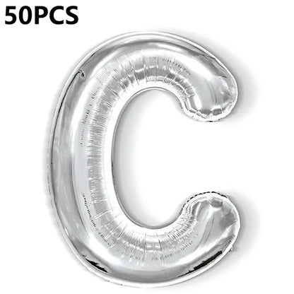 PJ-Q04 50Pcs 16-inch Uppercase Letter Aluminum Foil Balloon Inflatable Birthday Party Decorative Balloons