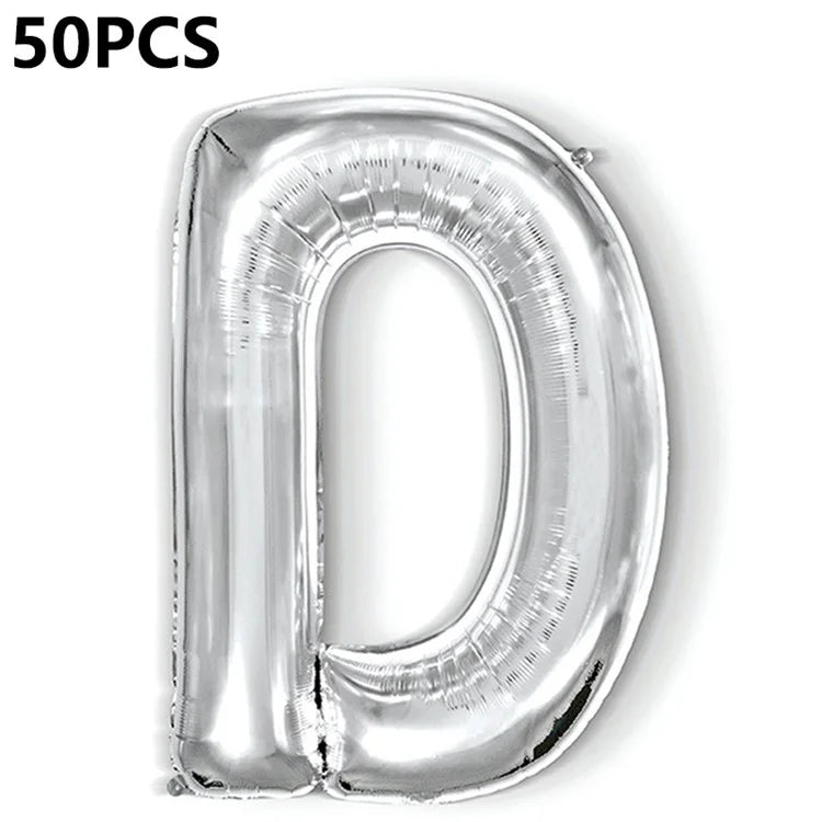 PJ-Q04 50Pcs 16-inch Uppercase Letter Aluminum Foil Balloon Inflatable Birthday Party Decorative Balloons