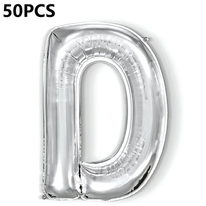 PJ-Q04 50Pcs 16-inch Uppercase Letter Aluminum Foil Balloon Inflatable Birthday Party Decorative Balloons
