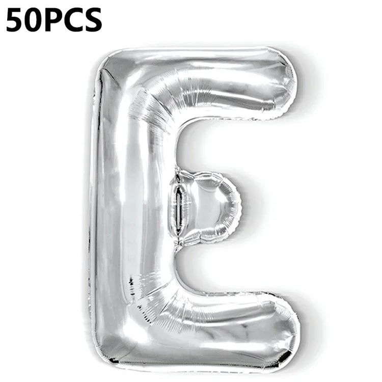 PJ-Q04 50Pcs 16-inch Uppercase Letter Aluminum Foil Balloon Inflatable Birthday Party Decorative Balloons